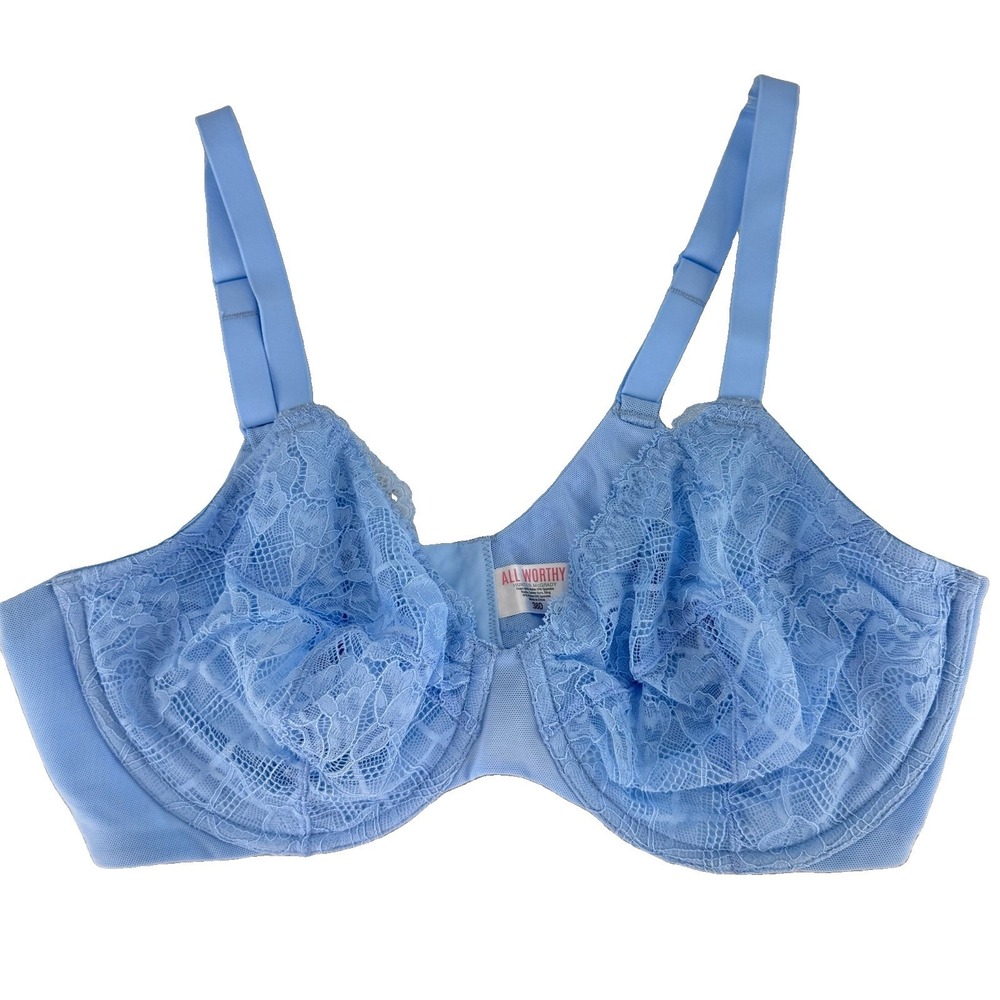 All Worthy Hunter‎ McGrady Lace Unlined Underwire Bra 38D Powder Blue
